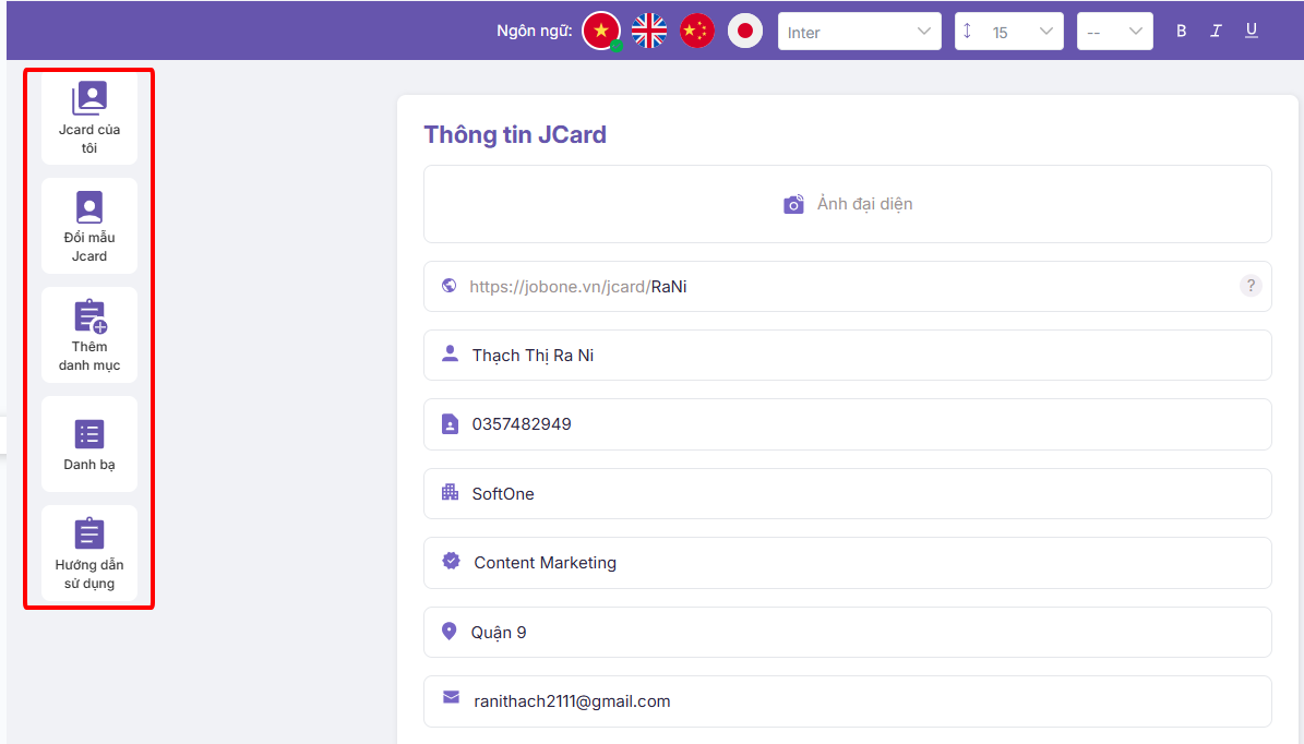 Quản lý Jcard