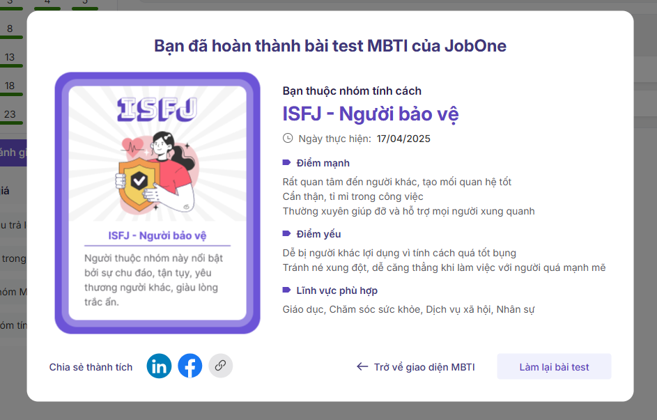 Xem kết quả bài test