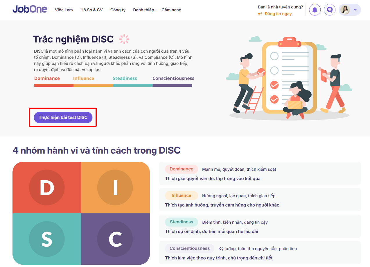 Thực hiện bài test